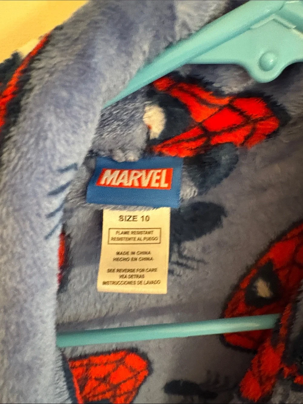 Marvel Spider-Man Blue and Red Plush Kids Robe
